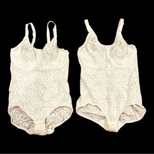 VTG 2 BALI UNDERWIRE LACE N SMOOTH STRETCH LACE SHAPEWEAR LINGERIE SZ 36 & 38 DD